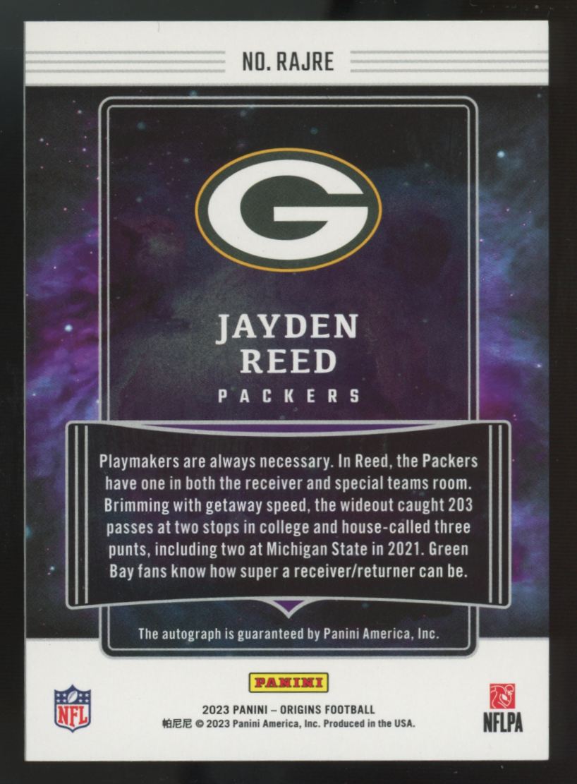 2023 Panini Origins Jayden Reed RC Red Auto /99 #RAJRE
