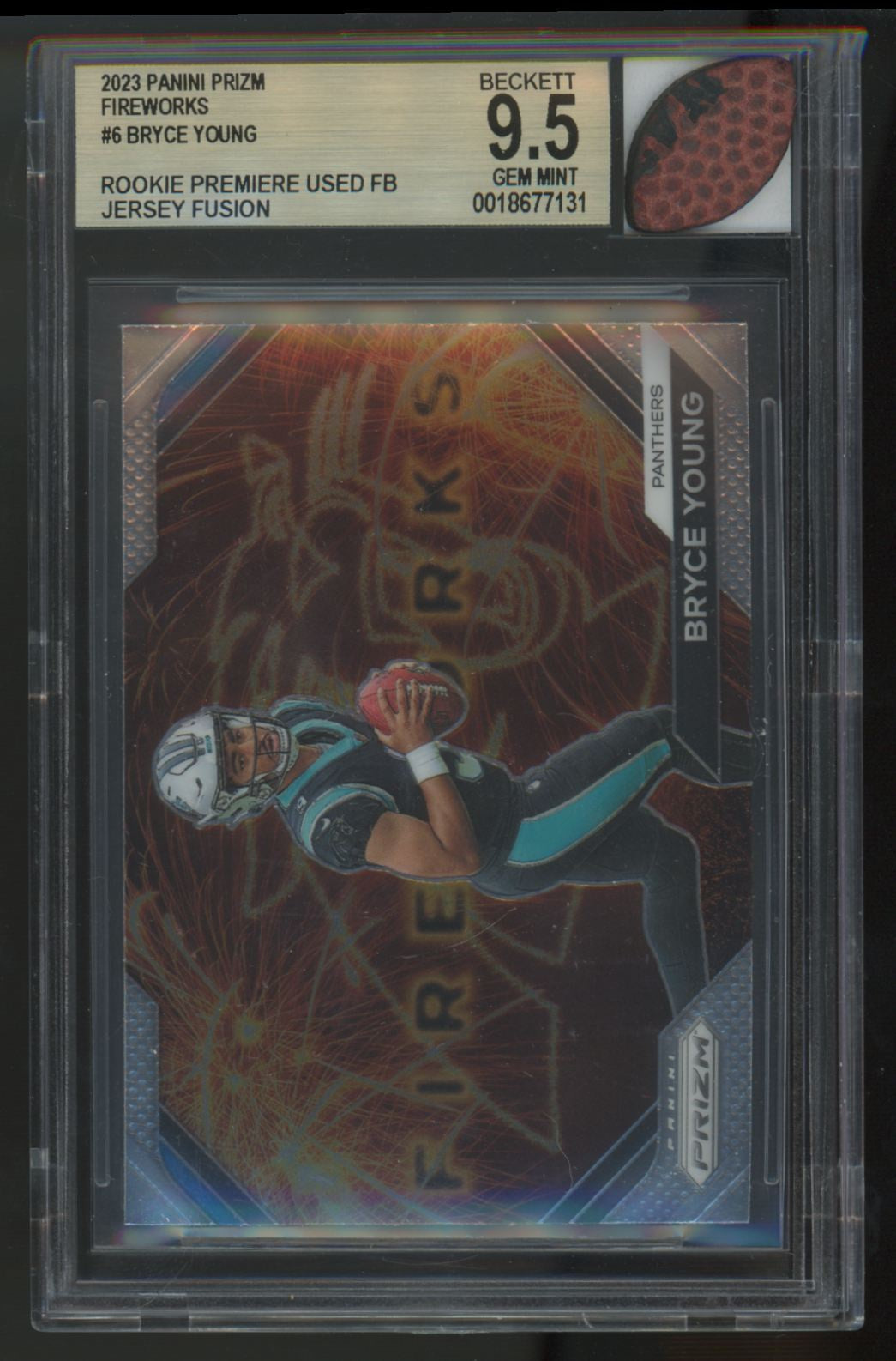 2023 Prizm Bryce Young RC Premier Football Patch BGS 9.5 Jersey Fusion Authentic