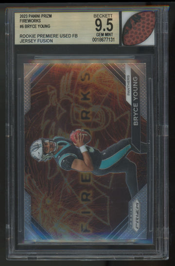 2023 Prizm Bryce Young RC Premier Football Patch BGS 9.5 Jersey Fusion Authentic