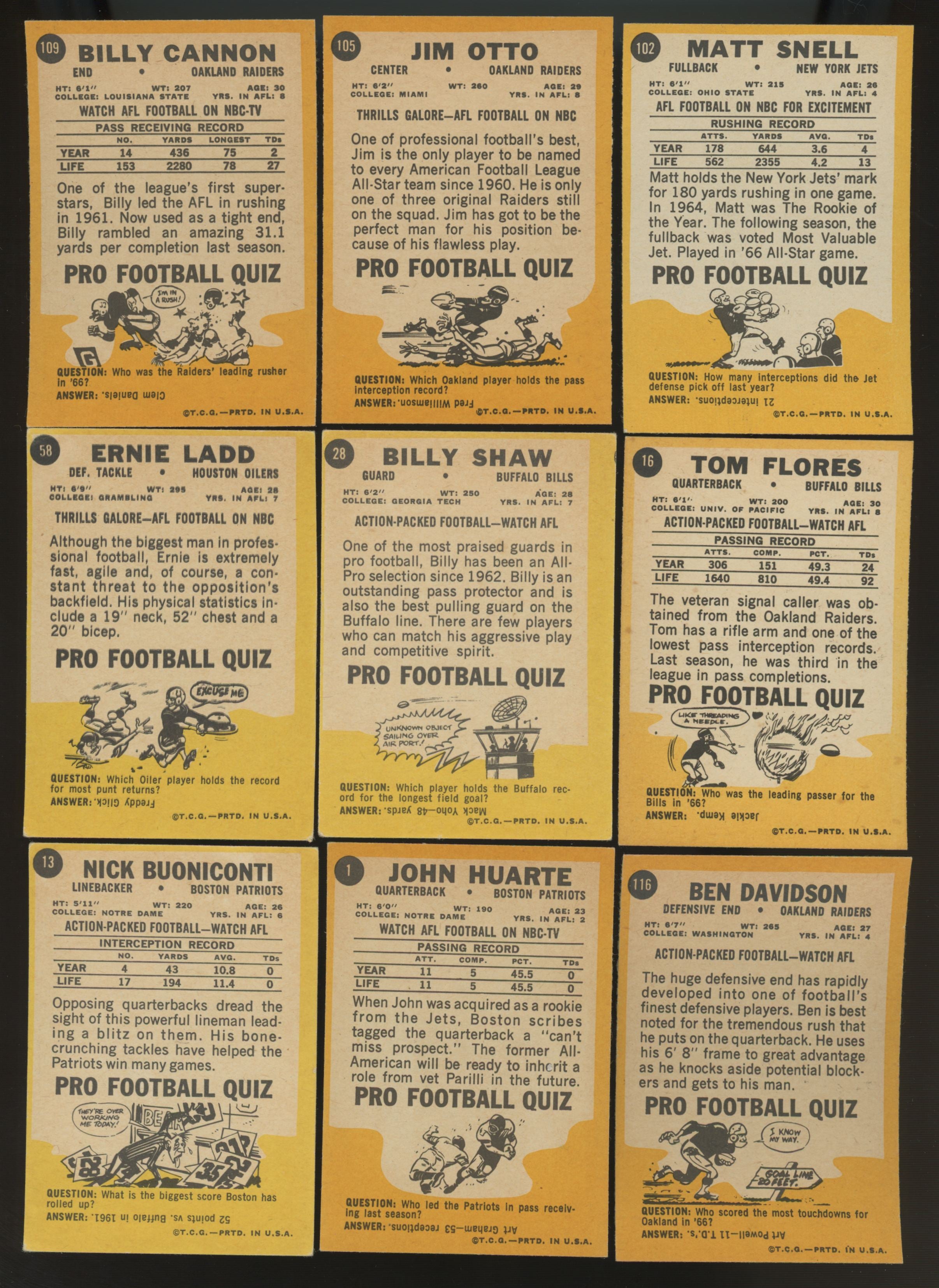 1967 Topps Football Near Complete Set (130/132) VG/EX-EX