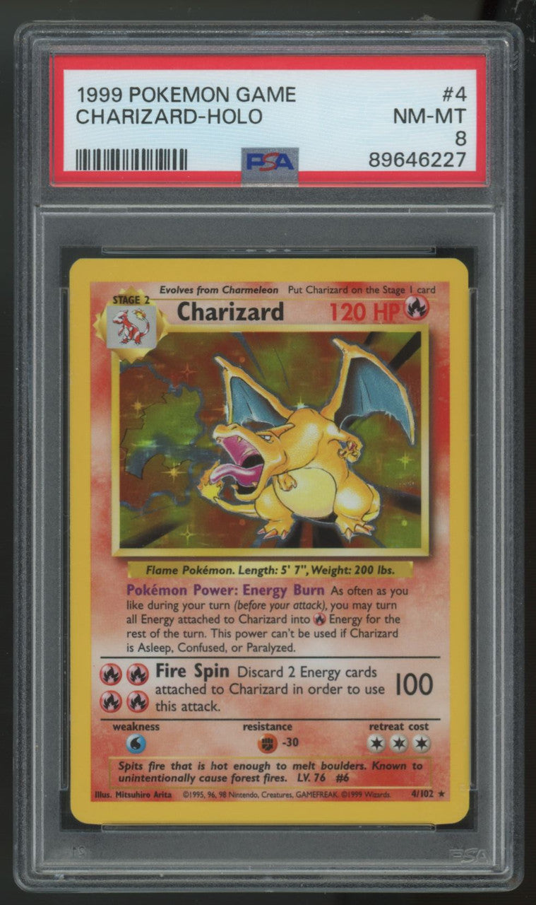 1999 Pokemon Charizard Base Set Unlimited Holo #4 PSA 8