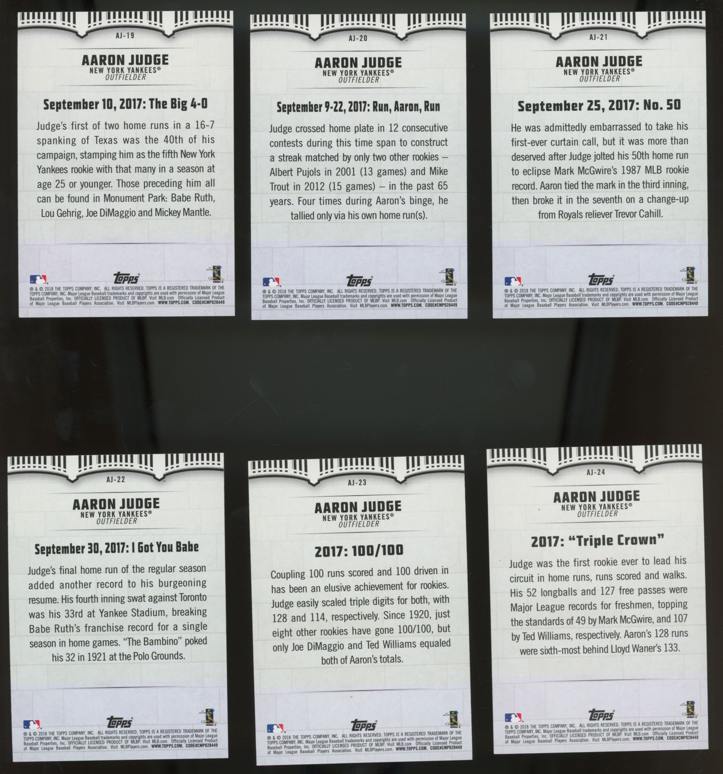 2019 Topps Aaron Judge Highlights Target Complete Set (30/30)