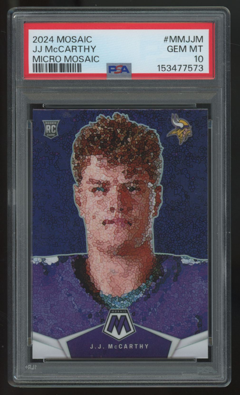 2024 Panini Mosaic J.J. McCarthy RC Micro Mosaic SSP #MM-JJM PSA 10