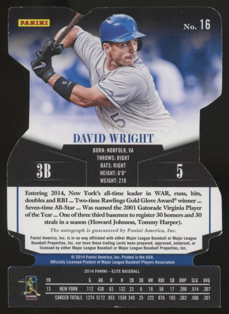 2014 Donruss Elite David Wright Status Red Auto Die Cut /10 #16