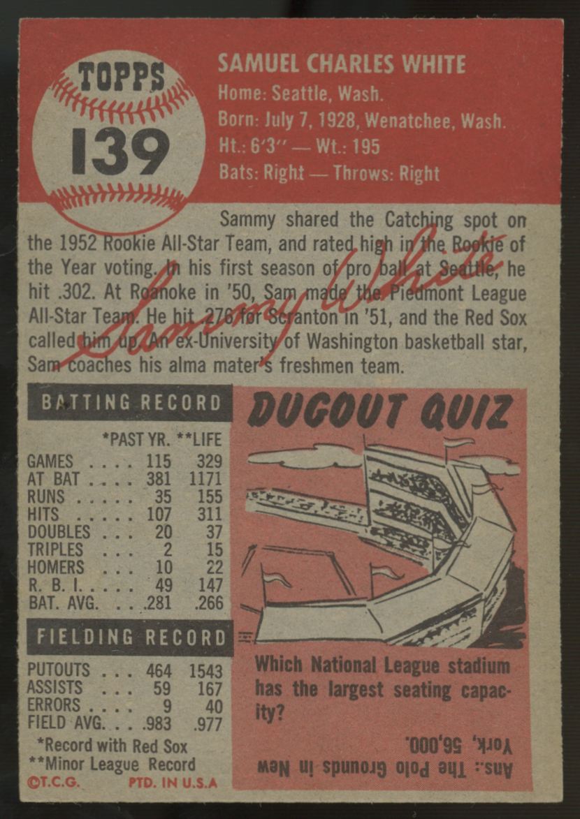 1953 Topps Sammy White #139 EX+