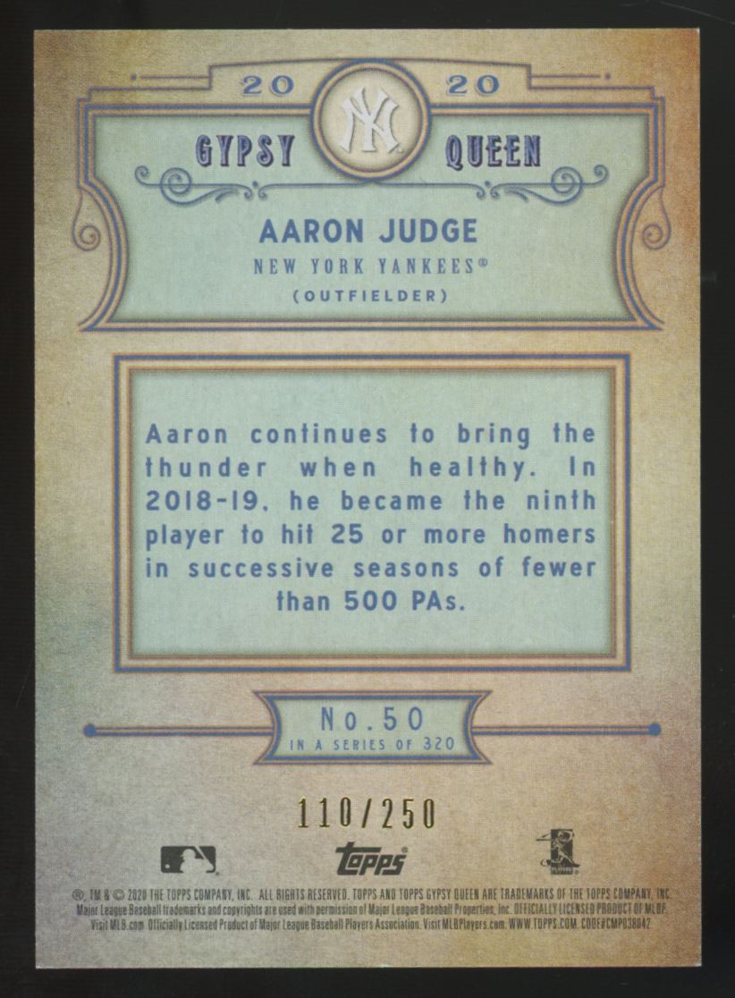 2020 Topps Gypsy Queen Aaron Judge Indigo /250 #50