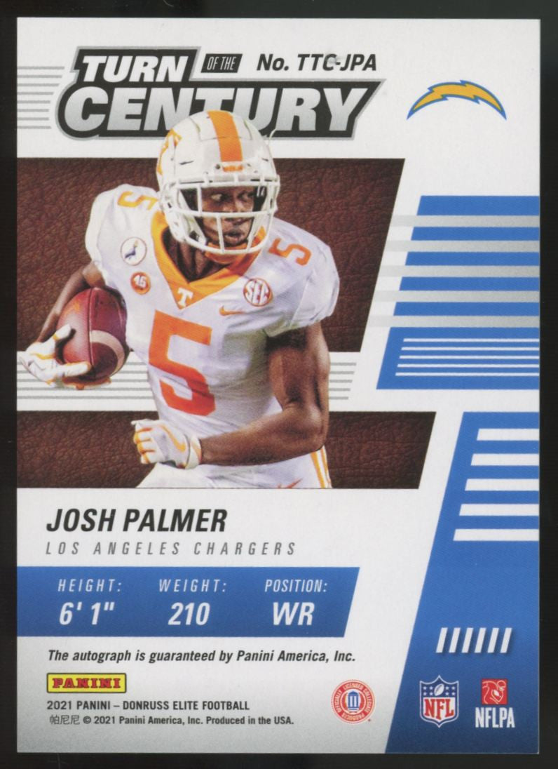 2021 Donruss Elite Josh Palmer RC Blue Turn Of The Century Auto /10 #TTC-JPA