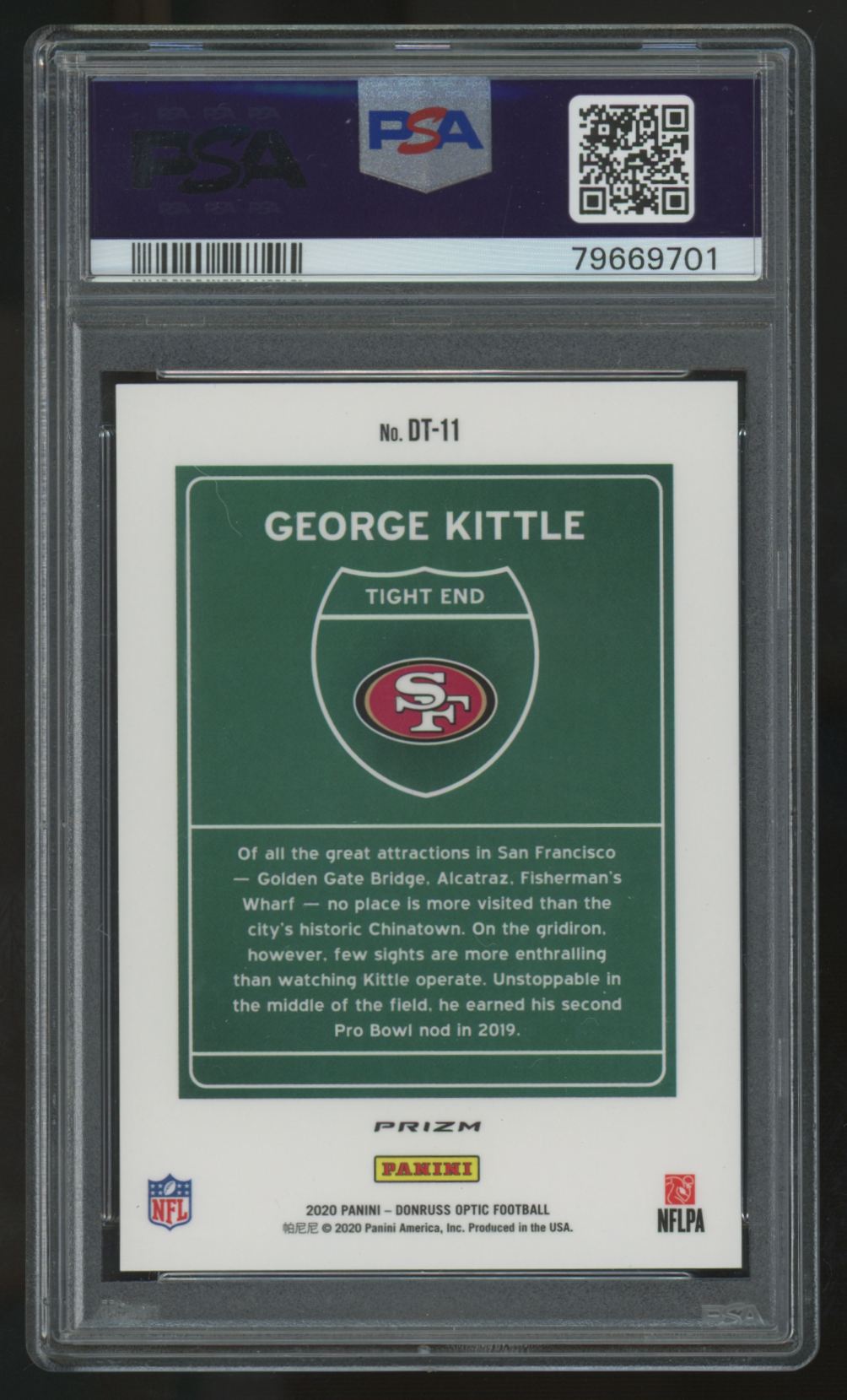2020 Donruss Optic George Kittle Downtown SSP #DT-11 PSA 9
