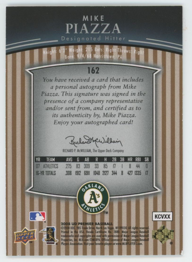 2008 Upper Deck Premier Mike Piazza Auto /25 #162