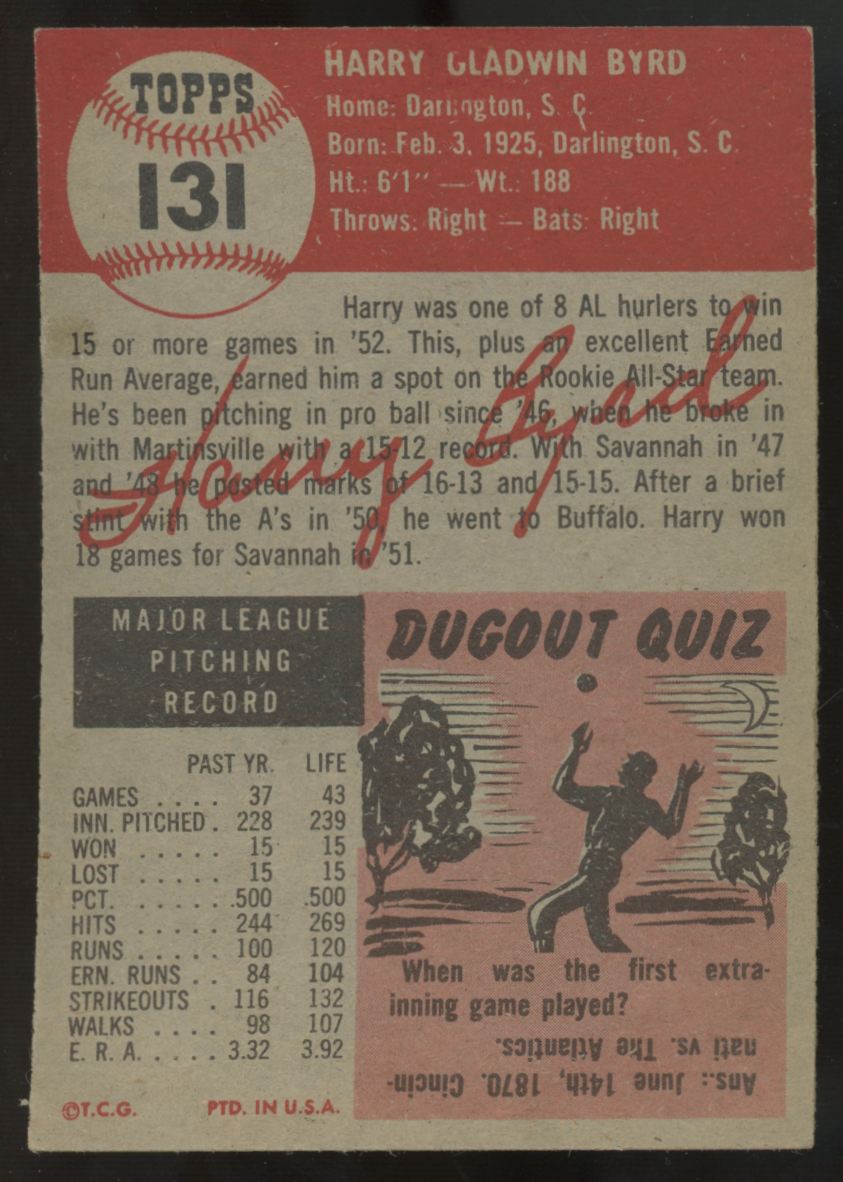 1953 Topps Harry Byrd #131 F/G