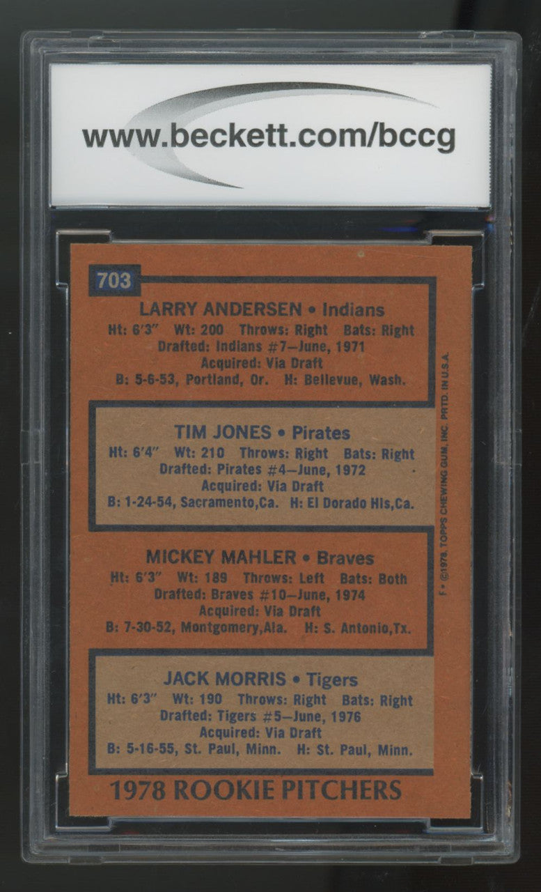 1978 Topps Jack Morris RC Rookie Pitchers #703 BCCG 9
