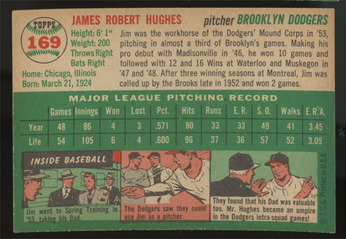 1954 Topps Jim Hughes #169 NM