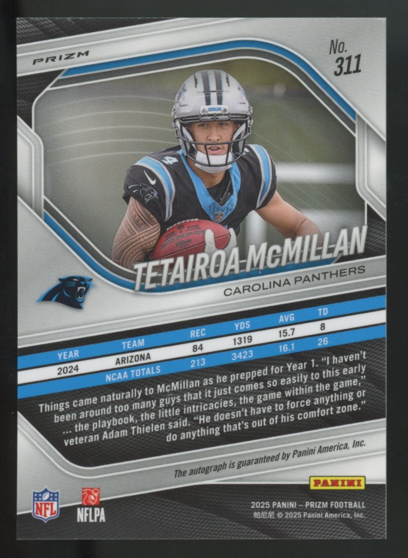 2025 Panini Prizm Tetairoa McMillan RC Silver Auto #311
