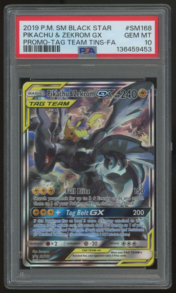 2019 Pokemon Pikachu & Zekrom GX Tag Team Promo #SM168 PSA 10
