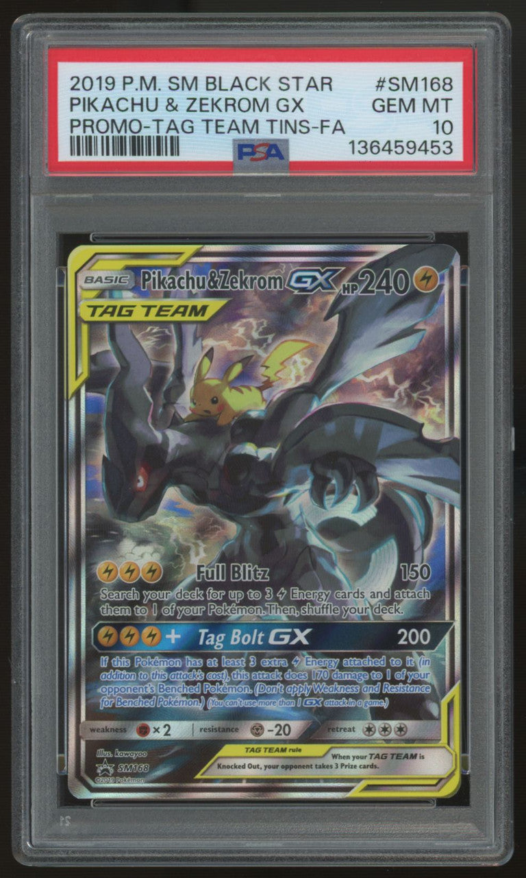 2019 Pokemon Pikachu & Zekrom GX Tag Team Promo #SM168 PSA 10