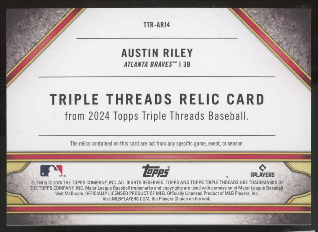 2024 Topps Triple Threads Austin Riley Amethyst Patch /27 #TTR-ARI4