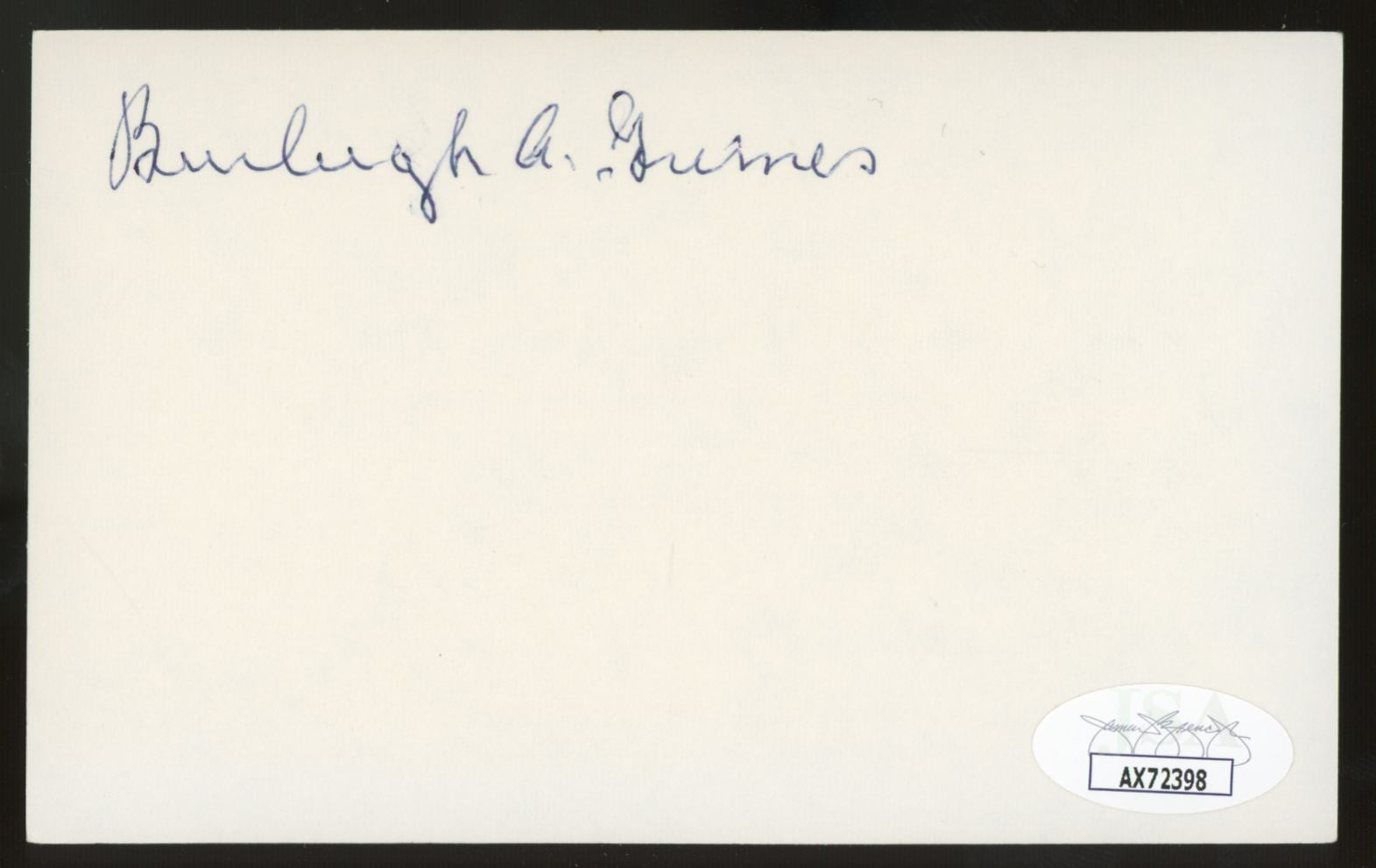 Burleigh Grimes Signed Autographed Index Card JSA Authentic