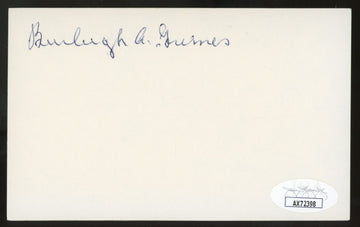 Burleigh Grimes Signed Autographed Index Card JSA Authentic