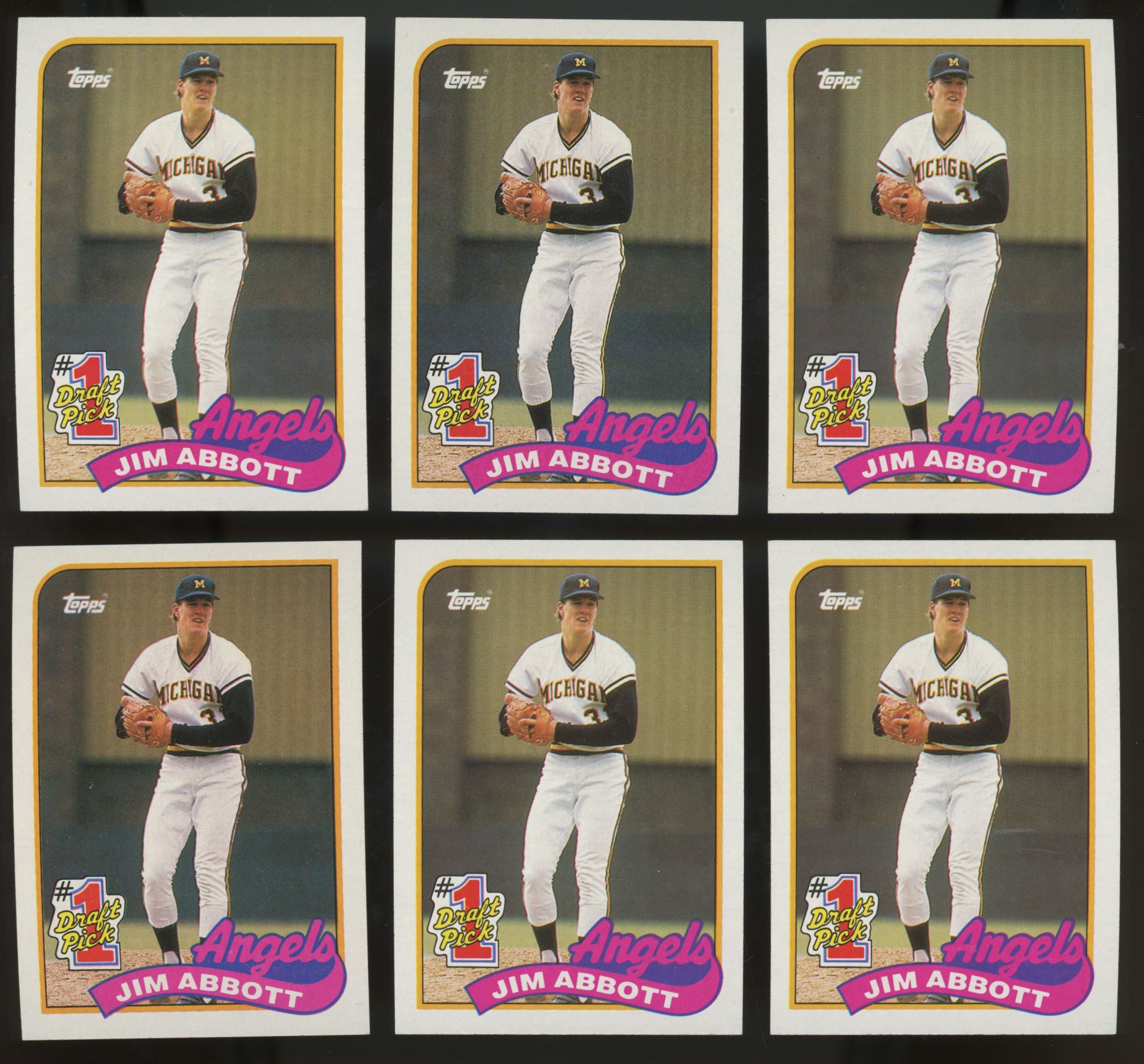 1989 Topps Jim Abbott RC #1 Draft Pick #573 (Lot Of 24)