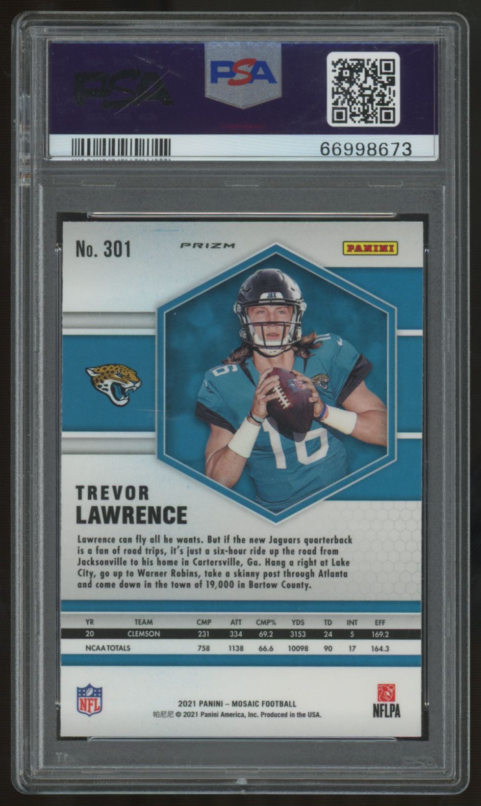 2021 Panini Mosaic Trevor Lawrence RC Green #301 PSA 10