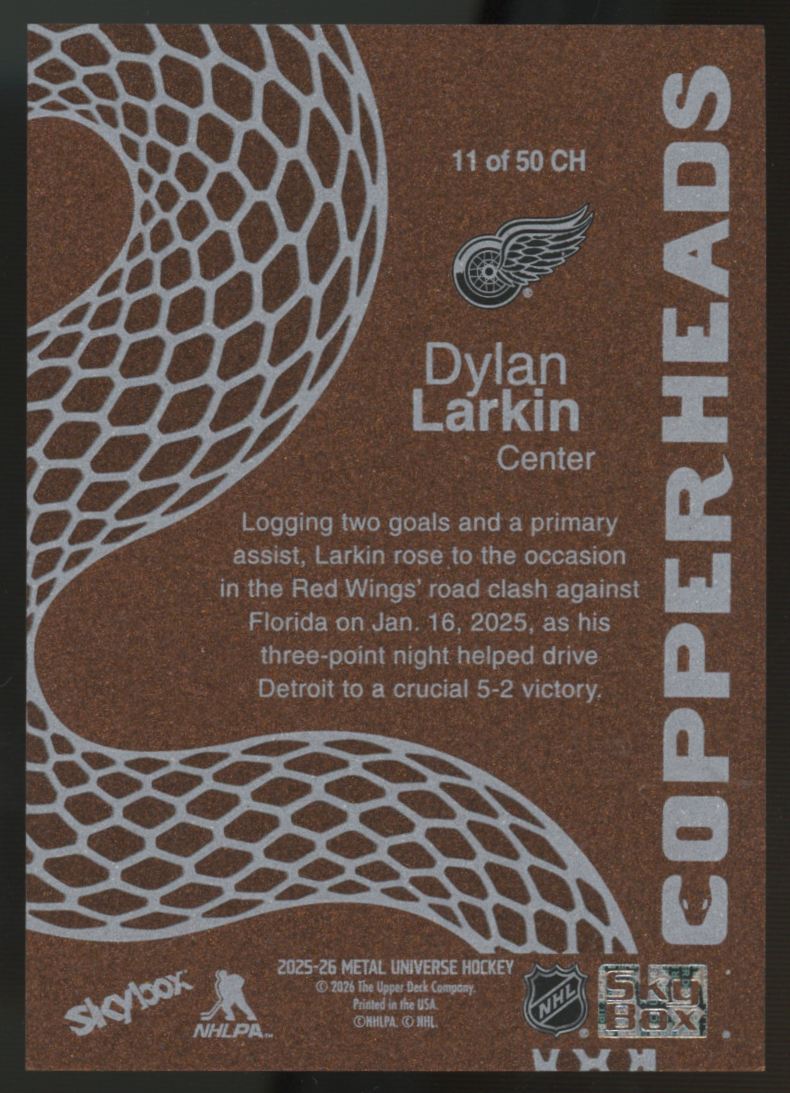 2025-26 Skybox Metal Dylan Larkin Copperheads #11