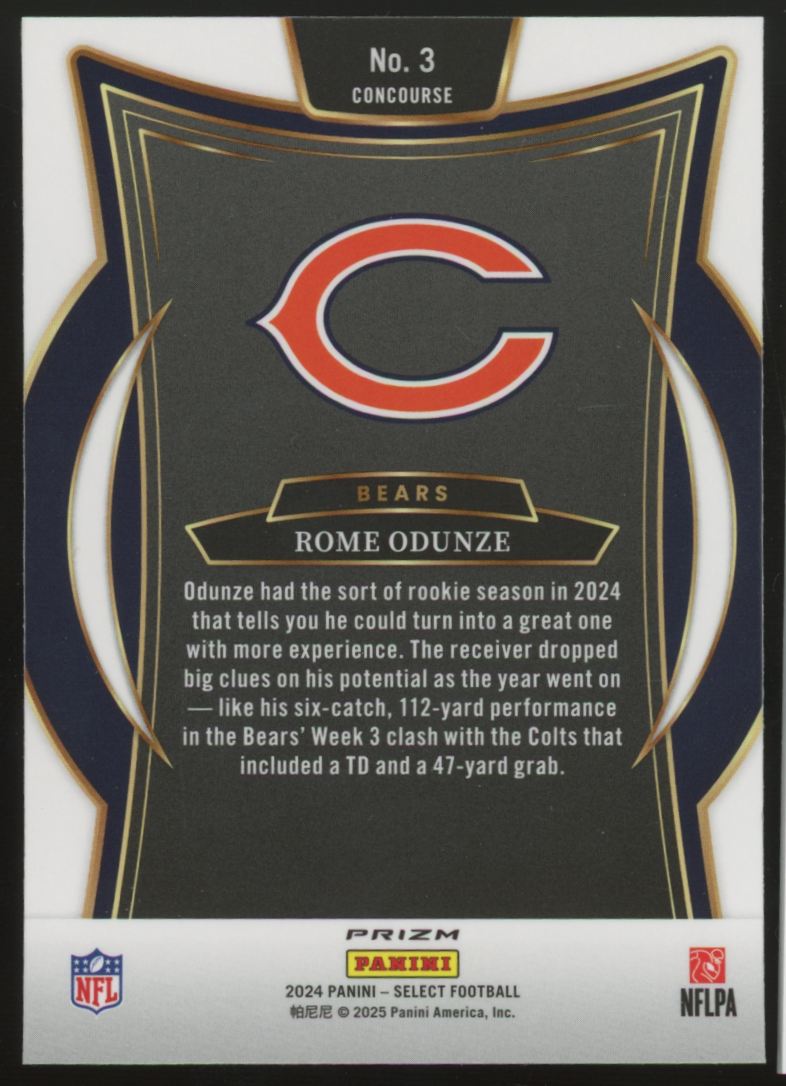 2024 Select Rome Odunze RC Concourse Zebra Shock Prizm SSP #3