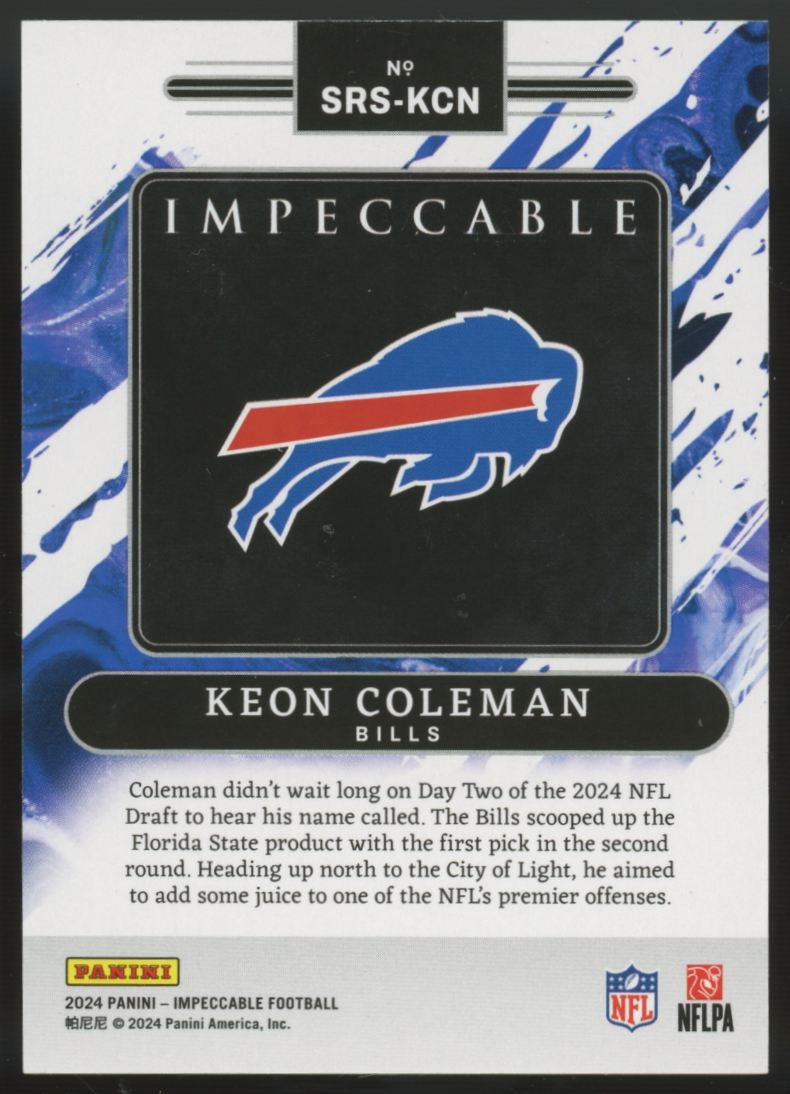 2024 Impeccable Keon Coleman RC 1/2 Troy Ounce 14K Gold Bar 1/1 #SRS-KCN