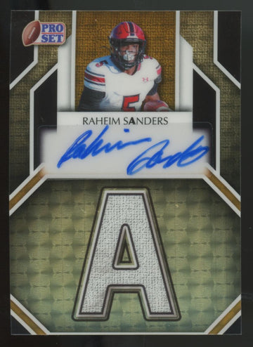 2025 Leaf Pro Set Metal Raheim Sanders RC Super Prismatic Gold Surname Auto 1/1