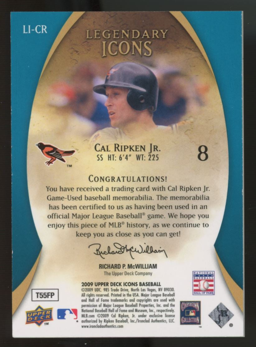 2009 Upper Deck Icons Cal Ripken Jr. Icons Jersey #LI-CR