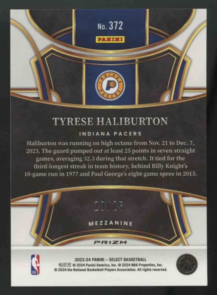 2023-24 Panini Select Tyrese Haliburton Mezzanine Tie-Dye Prizm /25 #372