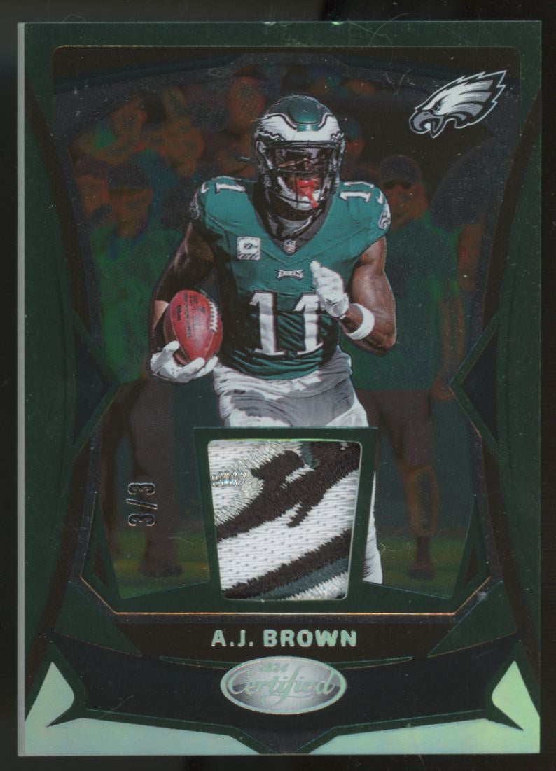 2024 Panini Certified A.J. Brown Materials Mirror Green Etch Patch /3 #MMPE-AJB