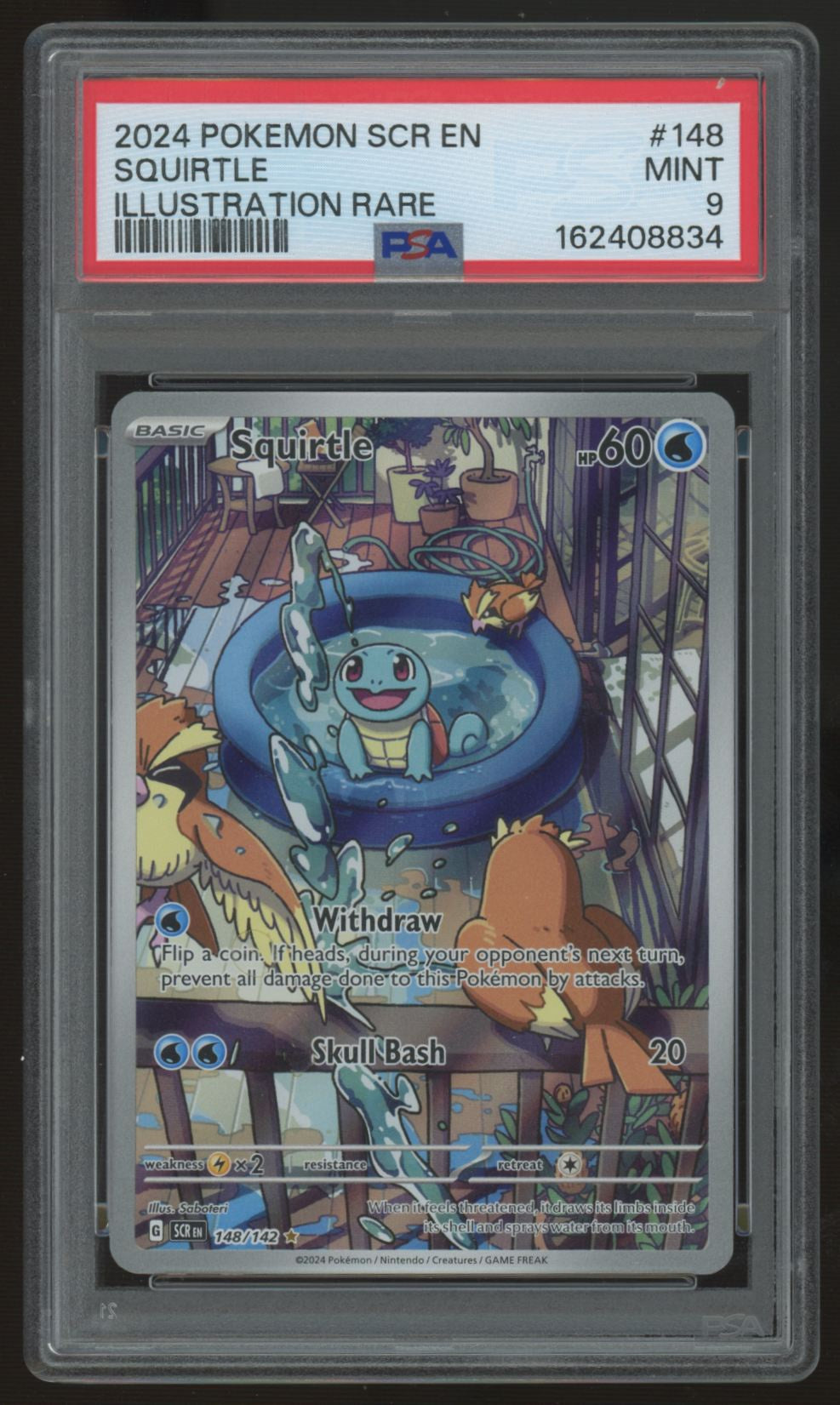 2024 Pokemon Squirtle Stellar Crown Illustration Rare #148 PSA 9 (D)