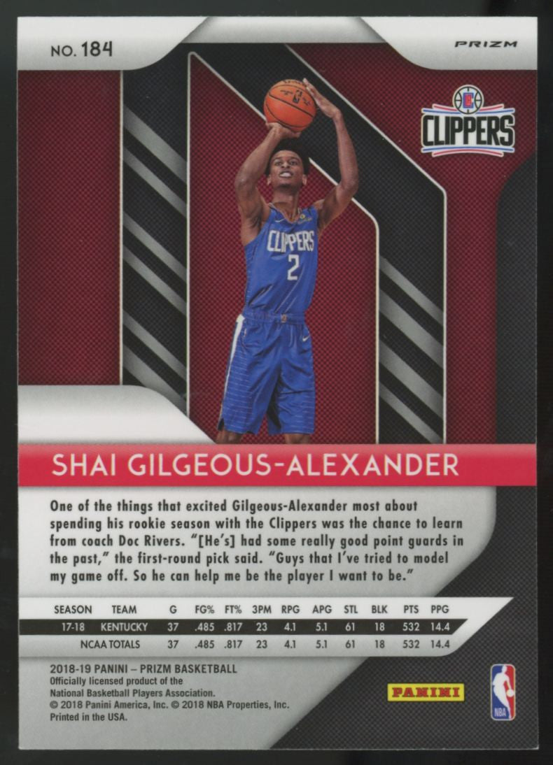 2018-19 Panini Prizm Shai Gilgeous-Alexander RC Ruby Wave SSP #184