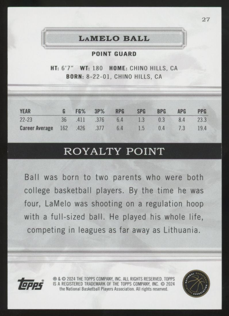 2023-24 Topps Royalty LaMelo Ball Blue /25 #27