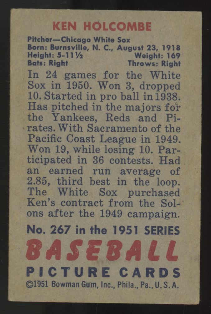 1951 Bowman Ken Holcombe #267 EX