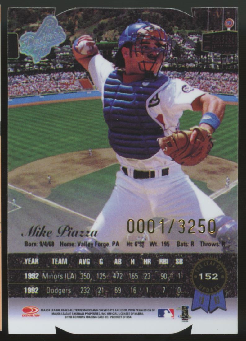 1998 Donruss Leaf Mike Piazza Fractal Materials X-Axis Die-Cut 0001/3250 #152