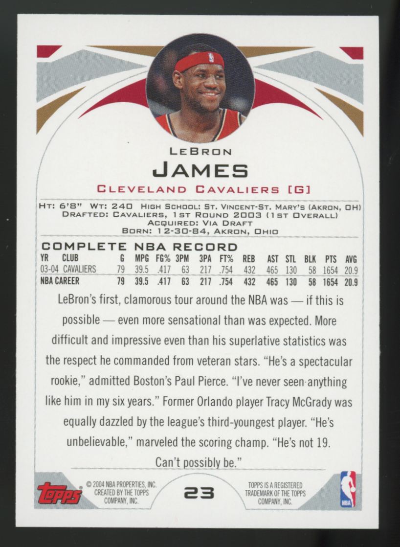 2004-05 Topps Flagship LeBron James #23 "A"