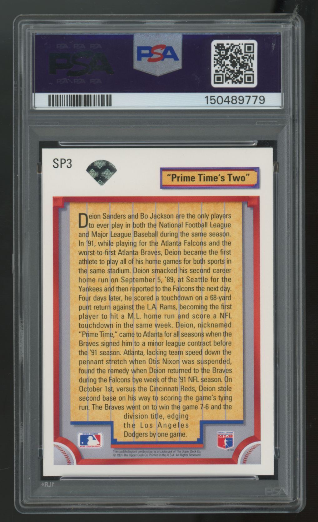 1992 Upper Deck Deion Sanders "Prime Time's Two" #SP3 PSA 10