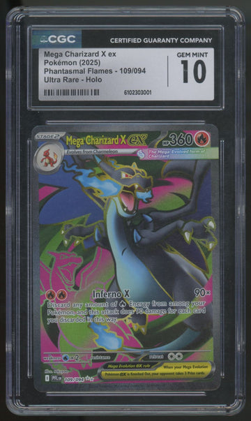 2025 Pokemon Mega Charizard X ex Phantasmal Flames Ultra Rare #109 CGC 10