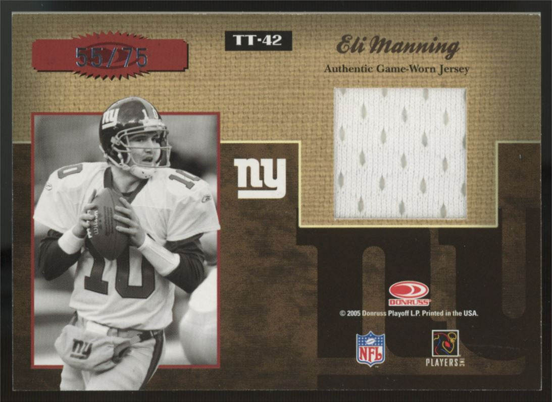 2005 Donruss Elite Fran Tarkenton Eli Manning Throwback Threads /75 #TT-42