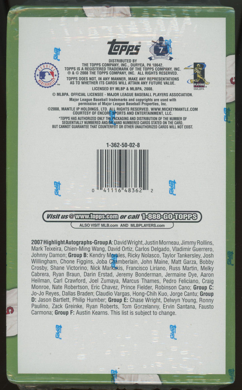 2008 Topps Baseball Series 2 36 Pack Box Factory Sealed