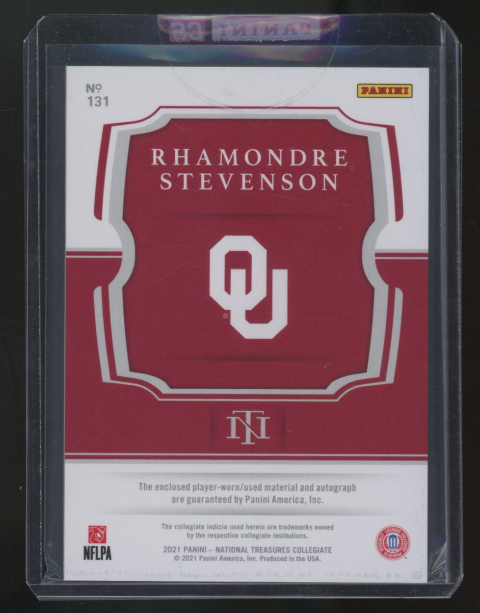 2021 National Treasure Collegiate Rhamondre Stevenson RC Blue Patch Auto RPA /49