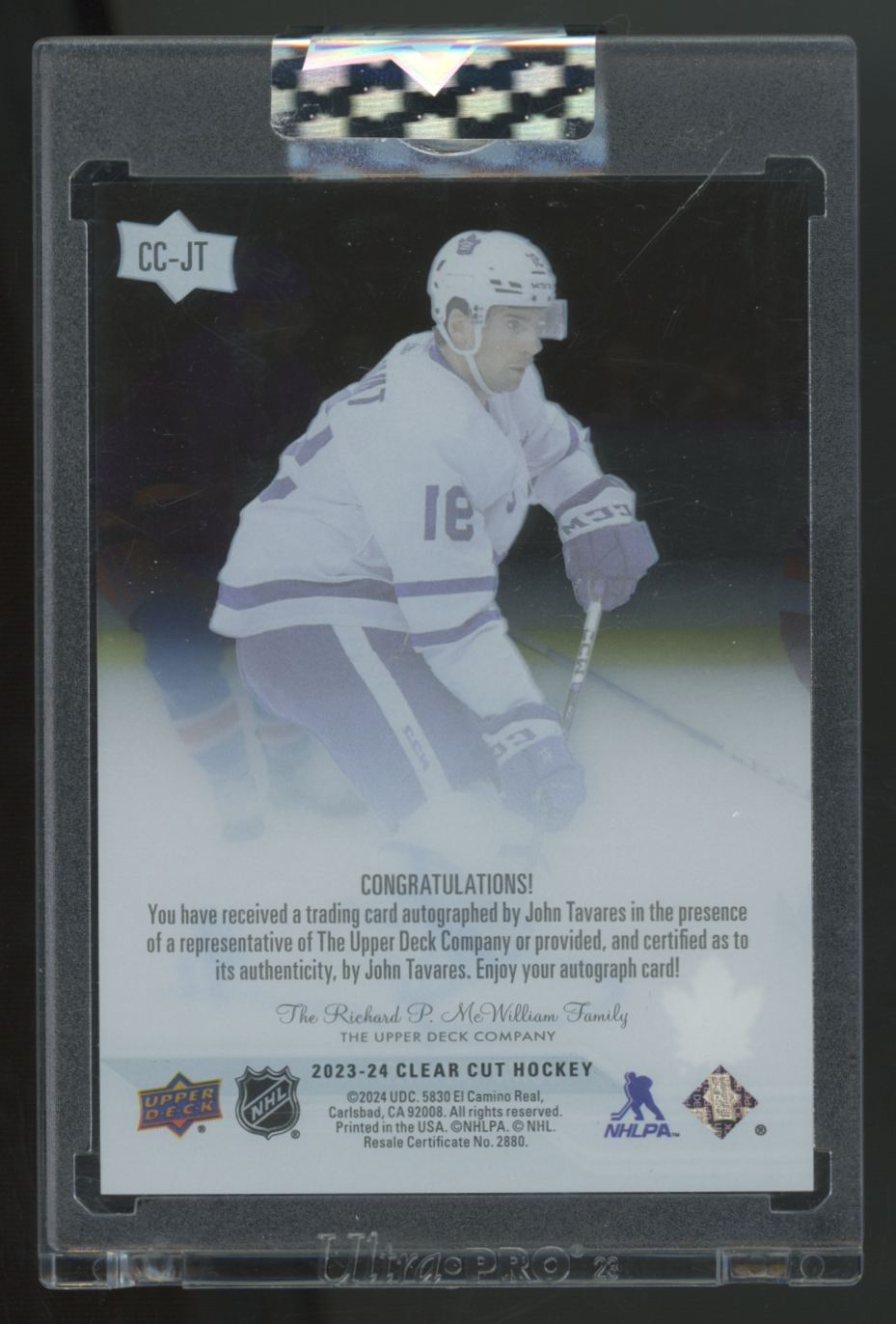 2023-24 Upper Deck Clear Cut John Tavares Auto #CC-JT