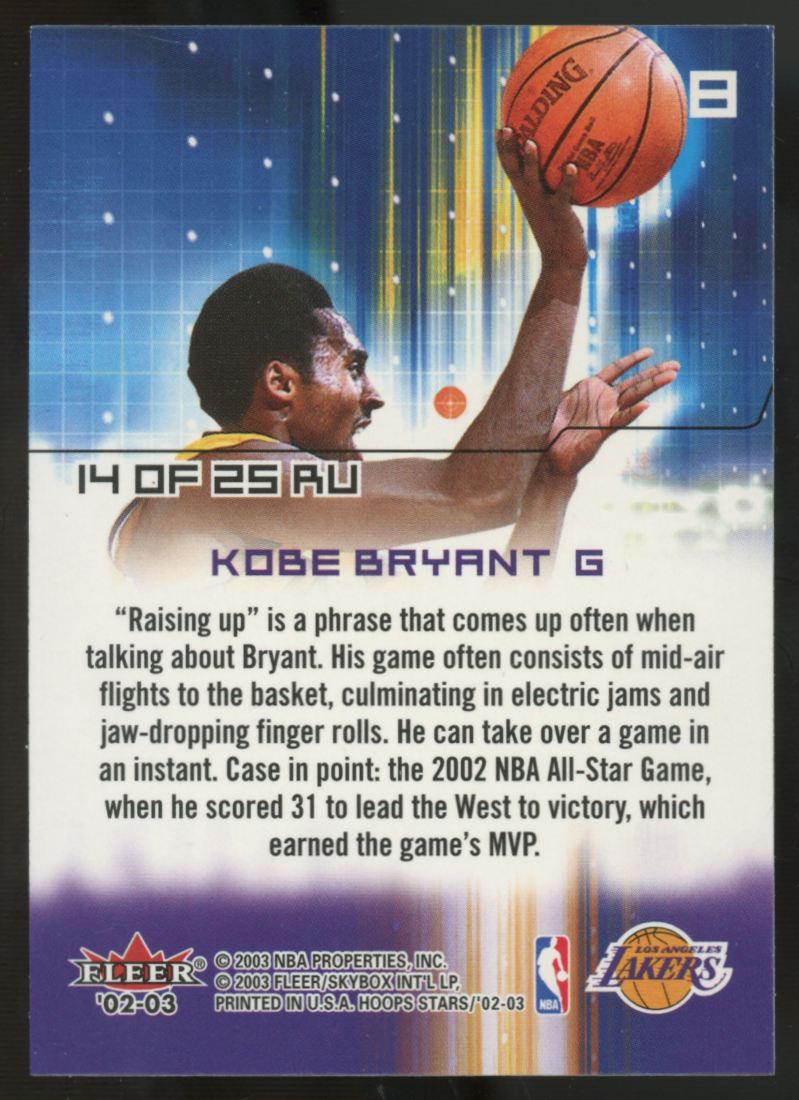 2002-03 Fleer NBA Hoops Kobe Bryant Raising Up #14