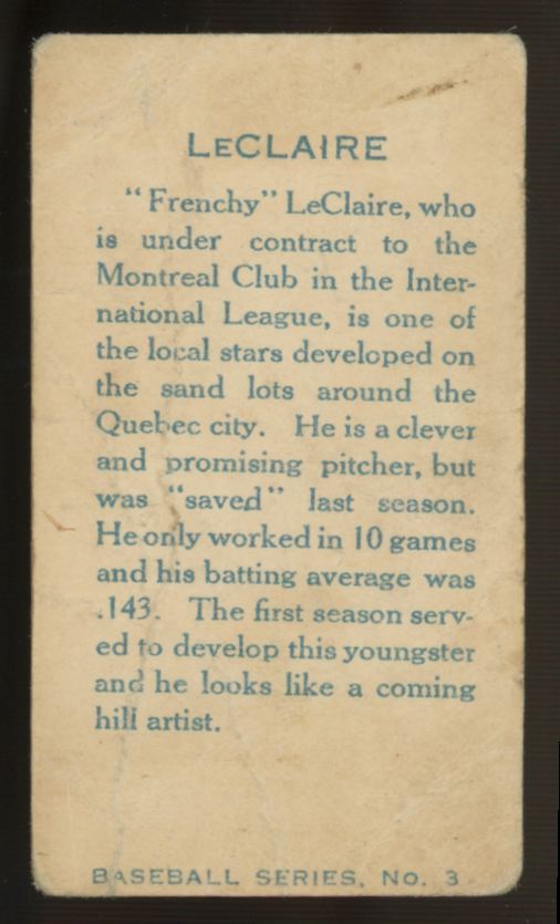 1912 C46 Imperial Frenchy LeClaire #3 Poor