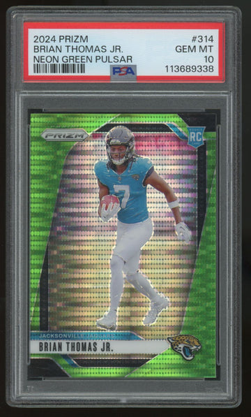 2024 Panini Prizm Brian Thomas Jr. RC Neon Green Pulsar #314 PSA 10
