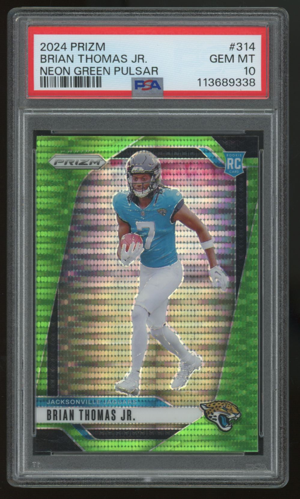 2024 Panini Prizm Brian Thomas Jr. RC Neon Green Pulsar #314 PSA 10