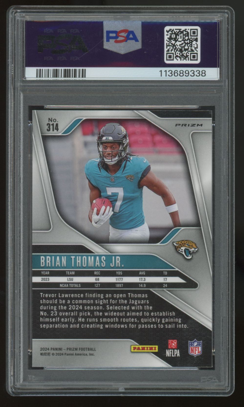 2024 Panini Prizm Brian Thomas Jr. RC Neon Green Pulsar #314 PSA 10