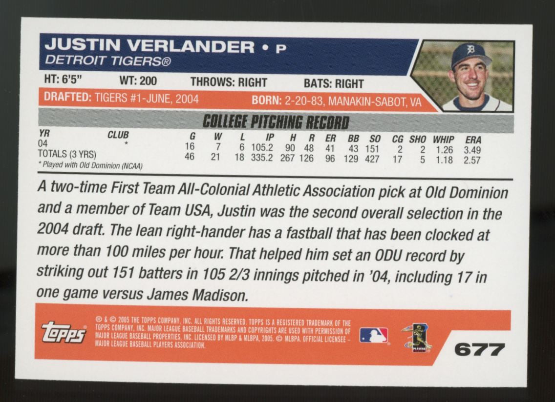 2005 Topps Baseball Complete Set (734) Verlander RC