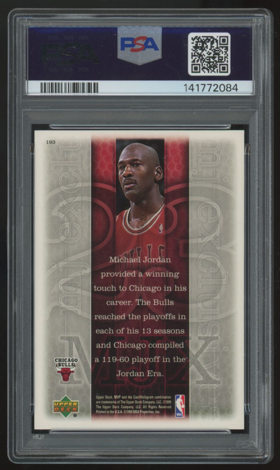 1999-00 Upper Deck MVP Michael Jordan Exclusives #193 PSA 9